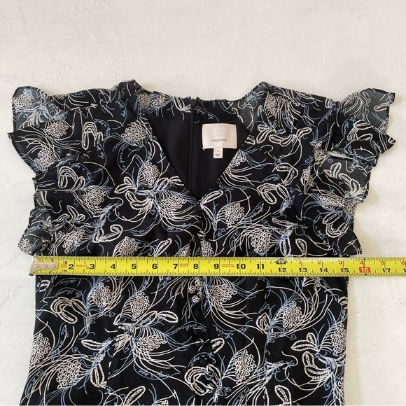 Cinq A Sept Size 4 Black Blue Button V-Neck Maxi Lisette Dress Size 2 - Picture 4 of 11